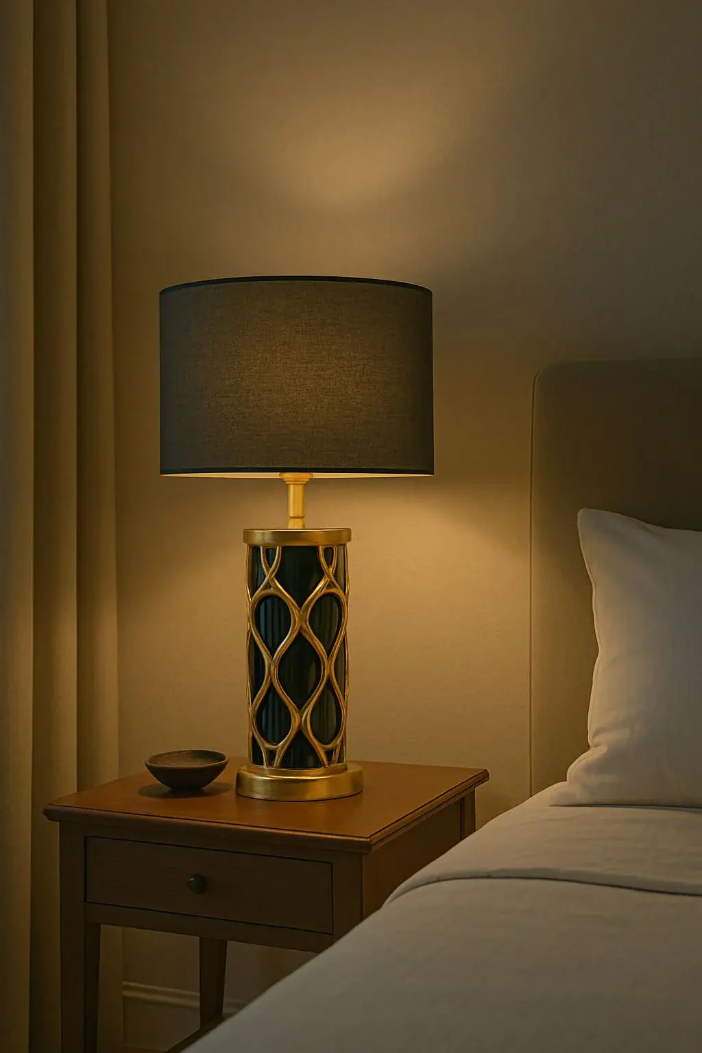 Transitional Handmade Fabric Drum Shade for Table Lamp | T-6382