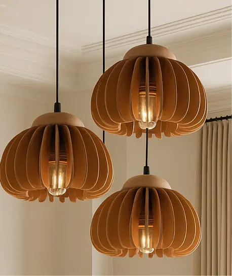 Wooden Pumpkin Hanging Light | 2097-3P